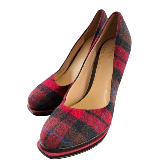 Cole Haan Nike Air Technology Chelsea Style Wool Plaid 5 inch Heels Size 9 - Picture 3 of 11